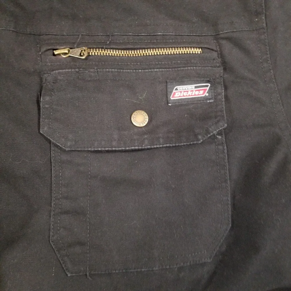 Dickies Jacket Mens Extra Large 2XL Black Hooded‎ Workwear Canvas Fleece Lined